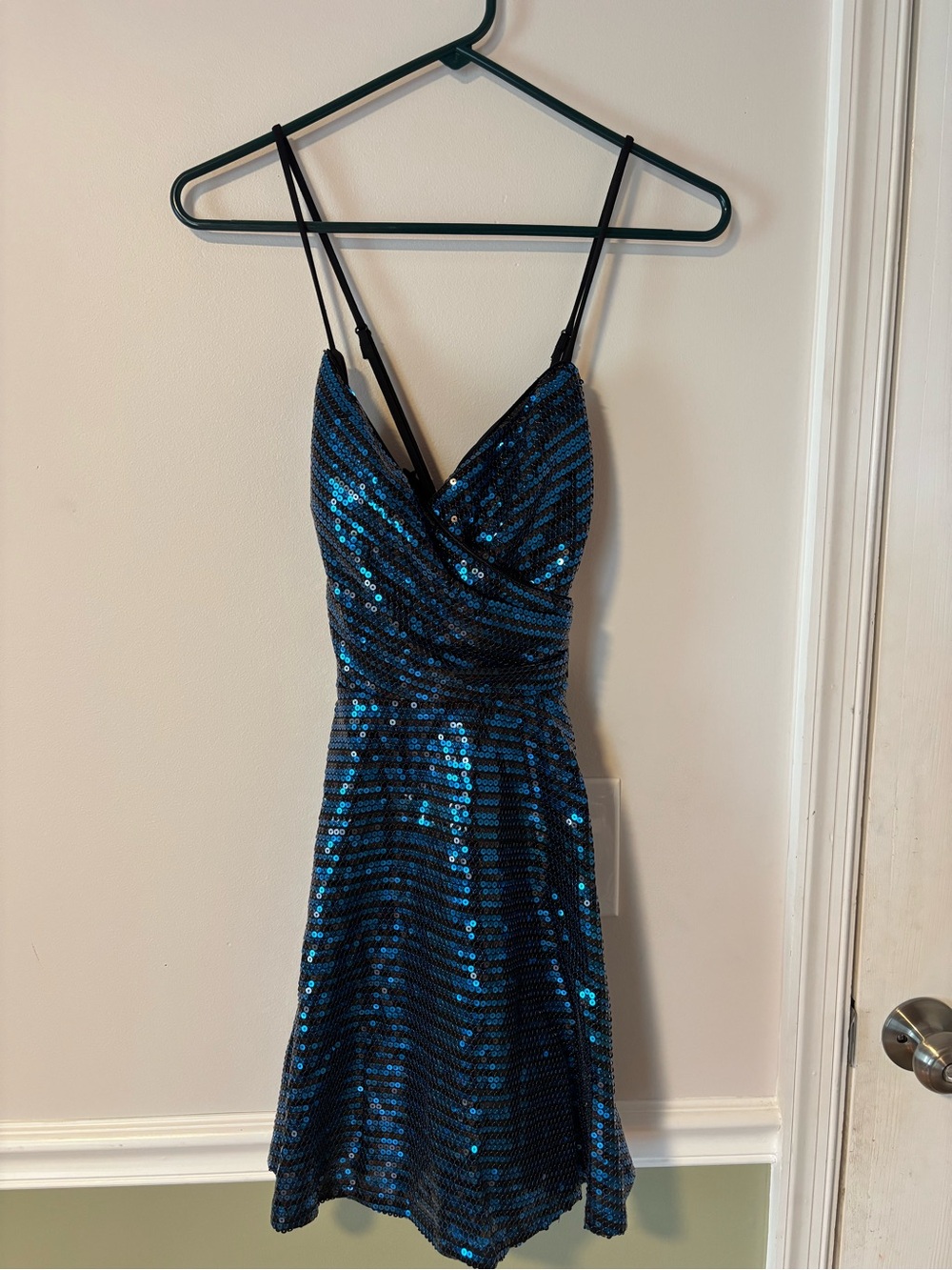 City Studio Blue & Black Sequin Party Dress NWT Size 3/4
